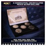 5x Coin Consecutive Peace Dollar Set 1922-1926-p A