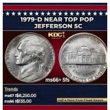 1979-d Jefferson Nickel Near Top Pop 5c ms66+ 5fs