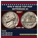 1976-p Jefferson Nickel Near Top Pop 5c ms66+ 5fs