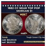 1882-cc Morgan Dollar Near Top Pop $1 ms67+ SEGS
