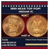 1899 Indian Cent Near Top Pop! 1c ms67 rd SEGS