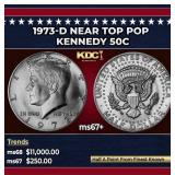 1973-d Kennedy Half Dollar Near Top Pop 50c ms67+