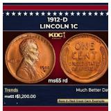 1912-d Lincoln Cent 1c ms65 rd SEGS