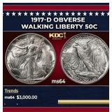 1917-d Obverse Walking Liberty Half Dollar 50c ms6