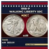 1918-p Walking Liberty Half Dollar 50c Grades au58