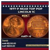 1977-p Lincoln Cent Near Top Pop 1c ms67+ rd SEGS