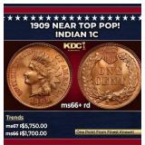 1909 Indian Cent Near Top Pop! 1c ms66+ rd SEGS