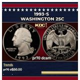 1993-s Proof Washington Quarter 25c pr70 dcam SEGS