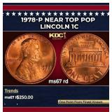 1978-p Lincoln Cent Near Top Pop 1c ms67 rd SEGS