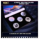 5x 1oz Silver Round Disney Set, 5oz Of Pure Silver