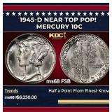 1945-d Mercury Dime Near Top Pop! 10c ms68 FSB SEG