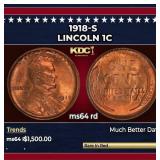 1918-s Lincoln Cent 1c ms64 rd SEGS