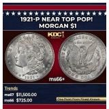 1921-p Morgan Dollar Near Top Pop! $1 ms66+ SEGS