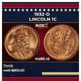 1932-d Lincoln Cent 1c Grades ms66 rd