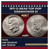 1971-d Eisenhower Dollar Near Top Pop $1 ms67+ SEG