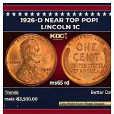 1926-d Lincoln Cent Near Top Pop! 1c ms65 rd SEGS