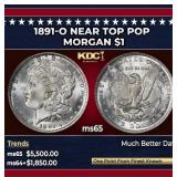 1891-o Morgan Dollar Near Top Pop $1 ms65 SEGS