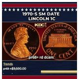 1970-s Sm Date Proof Lincoln Cent 1c pr68+ rd dcam