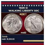 1929-d Walking Liberty Half Dollar 50c ms63 USCG