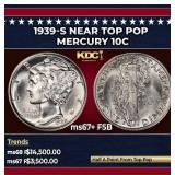 1939-s Mercury Dime Near Top Pop 10c ms67+ FSB SEG