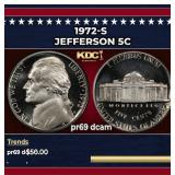 1972-s Proof Jefferson Nickel 5c pr69 dcam SEGS