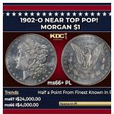1902-o Morgan Dollar Near Top Pop! $1 ms66+ PL SEG
