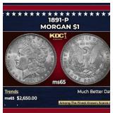 1891-p Morgan Dollar $1 ms65 SEGS