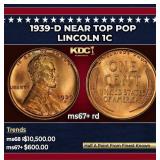 1939-d Lincoln Cent Near Top Pop 1c ms67+ rd SEGS