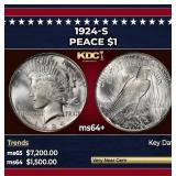 1924-s Peace Dollar $1 ms64+ SEGS