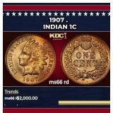 1907 Indian Cent . 1c ms66 rd SEGS
