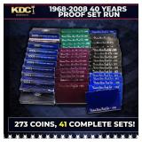 1968-2008 40 Years Proof Set Run - 273 Coins, 41 C