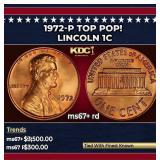 1972-p Lincoln Cent TOP POP! 1c ms67+ rd SEGS