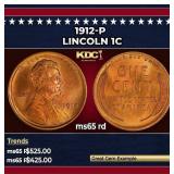1912-p Lincoln Cent 1c Grades ms65 rd