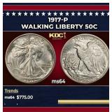 1917-p Walking Liberty Half Dollar 50c Grades ms64