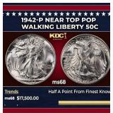 1942-p Walking Liberty Half Dollar Near Top Pop 50