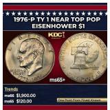 1976-p Ty 1 Eisenhower Dollar Near Top Pop $1 ms65