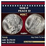 1928-p Peace Dollar $1 ms64+ SEGS