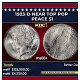 1923-d Peace Dollar Near Top Pop $1 ms66+ SEGS