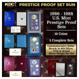 1986-1988 US Mint Prestige Proof Sets - 19 Coins,
