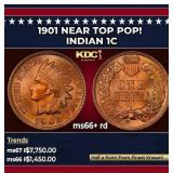1901 Indian Cent Near Top Pop! 1c ms66+ rd SEGS