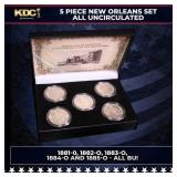 5x Coin New Orleans MORGAN Set 1881-o Through 1885