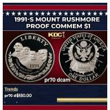 1991-S Mount Rushmore Proof Modern Commem Dollar $