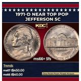1971-d Jefferson Nickel Near Top Pop 5c ms66+ 5fs