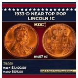 1933-d Lincoln Cent Near Top Pop 1c ms67 rd SEGS