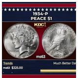 1934-p Peace Dollar $1 Grades ms63