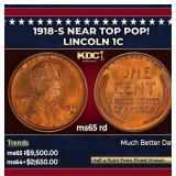 1918-s Lincoln Cent Near Top Pop! 1c ms65 rd SEGS