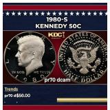 1980-s Proof Kennedy Half Dollar 50c pr70 dcam SEG