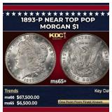 1893-p Morgan Dollar Near Top Pop $1 ms65+ SEGS