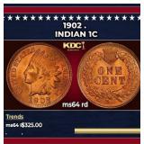 1902 Indian Cent . 1c Grades ms64 rd