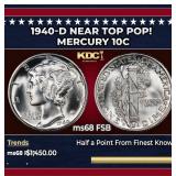 1940-d Mercury Dime Near Top Pop! 10c ms68 FSB SEG